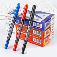 ปากกา ปากกามาร์กเกอร์ แบบสองหัว 0.5mm/1.5mm สีไม่จางหาย มี3สี เครื่องเขียน เขียนลื่นติดทน