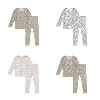 2023AW LOU Girls Floral Kid Sets Fitting Soft Homewear Chinldren Clothes Autumn Boy Bottoming T-shirt Pants Set Pajamas