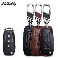 KUKAKEY Genuine Leather Car Key Case For Ford fusion 2014 Mondeo EVEREST Ecosport Ranger Escape Key Cover Holder Fob Car Styling