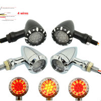 รถจักรยานยนต์ LED สีดำchrome Bullet กระพริบเบรค Blinker ไฟเลี้ยวไฟสัญญาณสำหรับ Harley Cruiser Chopper VT400 750