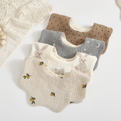 【CC】 Baby Bibs Feeding 6 Layers Cotton Infants Print Crepe Saliva Newborn Toddler Soft Burp Kid Bib