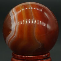 40MM Natural Gemstone Red Agate Carnelian Sphere Crystal Ball Reiki Healing Globe Home Decor