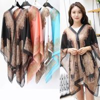 ▦✤ 【COD】Buttons Cover up Swimsuit Top Swimwear Tops BeachWear chiffon shawl for women thin versatile scarf