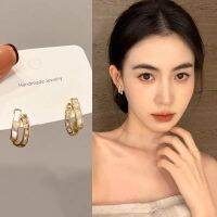 Jewelry Bling ? ต่างหูสไตล์เกาหลีสีทอง แบบสองชั้น หรูหรามินิมอลน่ารักสดใส