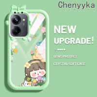 เคส Chenyyka สำหรับ Realme 10 Realme 10 Pro Plus 5G เคสลายการ์ตูนเด็กผู้หญิงดอกไม้หมีสีสันสดใสน่ารักสัตว์ประหลาดน้อยเลนส์กล้องถ่ายรูปแบบนิ่มซิลิโคนเคสใสกันกระแทกแบบใสง่าย