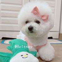 2023 เสื้อผ้าสุนัข INS สไตล์เกาหลีน่ารักสีชมพูชุดเดรสลูกไม้แม่บ้าน Bichon Teddy สัตว์เลี้ยงลูกสุนัขชุดแมว