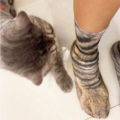 PINGCHUISHOP ชุดคอสเพลย์พิมพ์ลายถุงเท้าลำลองระบายอากาศได้สำหรับสุนัขถุงเท้าตลกๆแมว3D สัตว์ถุงเท้าผู้ชายถุงเท้าผู้หญิงถุงเท้าทรงท่อ