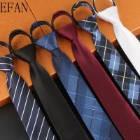 New Stripe Plaid Print 6CM Neck Tie for Gentleman Wedding Party Cravats Accessories Elastic New Fashion Male Zipper Tie