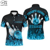 （ALL IN STOCK）  Custom Flames Bowling POLO shirt for Men Strike Bowling POLO POLO shirt for Team Fire League Bowling Polo POLO shirt 3D Printed POLO shirts Tees Tops   (FREE NICK NAME LOGO)