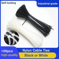 Cable Ties Nylon Self-locking Binding Plastic Cable Zip Tie 100Pcs black 5x300 Fastening Ring 3x100 Industrial Loop Wire Wrap Cable Management