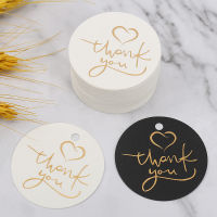 50PCS circular Thank you for labels black white golden  DIY HANDMADE gifts hang tag Labels and stickers  Wedding  Party decoration  Gifts and packagin