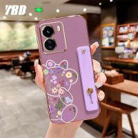 YBDเคสข้อมือแฟชั่นสำหรับ Vivo Y78 5G Y36 5G IQOO Z7X 5G IQOO Z7 เคสโทรศัพท์น่ารักแบบDIYเคสโทรศัพท์นิ่มลายหมีกราฟฟิตีลายดอกไม้