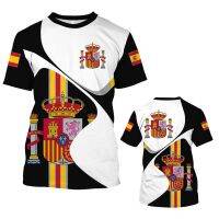 Spanish Flag Graphic Knitter สำหรับผู้ชายเสื้อยืดหลวมพอดีกับแขนสั้นสบาย ๆ บวกขนาดเสื้อยืดทหารผ่านศึกสเปนเสื้อพราง 6XL XS-5XL