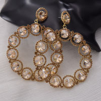 CUIER 11cm drop Big Hoop earrings women Jewelry with Glass Rhinestones dangle earring crystal shiny Accessory for wedding