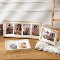 Photo frame table with cardboard 6 inch four hole combination photo frame hanging wall two or three picture frame wood