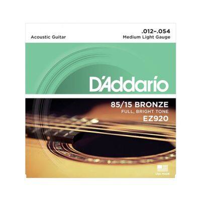 สายกีตาร์โปร่ง เบอร์ 12 D’Addario EZ920 American Bronze 85/15 Medium Light 012-054