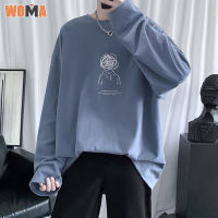 WOMA เสื้อแขนยาวผู้ชาย เสื้อยืดแขนยาวผู้ชายเสื้อยืด MODE Korea เสื้อยืดมีความสะดวกสบายในการสวมใส่เสื้อยืดเรียบง่าย