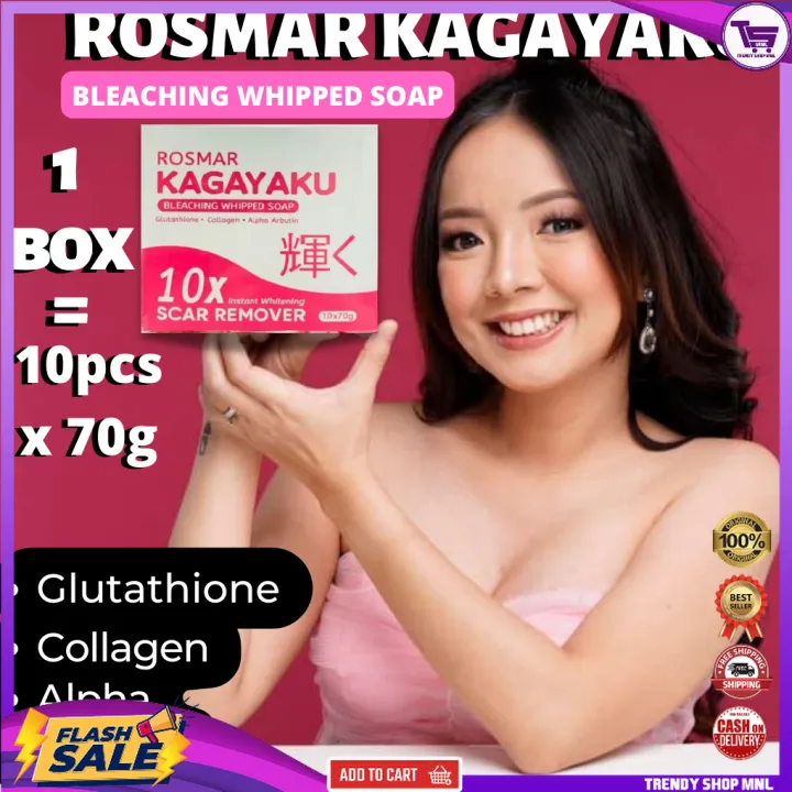 Original Rosmar Kagayaku Bleaching Whipped Soap Per 1box 10pcs 10x Instant Whitening Scar