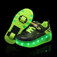 Two Wheels Sneakers For Kids Boys Girls Led Light Boots Children Heels Roller Skates Sports Shoes Glowing Luminous USB Charging