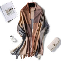 Soft Cashmere Winter Scarf for Ladies Wool Tassel Plaid Scarves Women Long Shawls Wraps Lattice Stoles Autumn Warm Scarfs