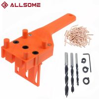 ALLSOME Woodworking Dowel Jig Set  6 8 10mm Drill Bits Wood Dowel PinsDrill Guide Kit for Joinery Doweling Jig Hole Saw Tools Drills  Drivers