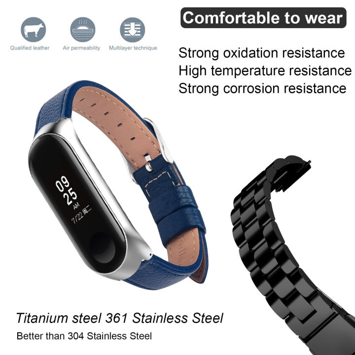mi-band-45-strap-2-pack-metal-stainless-steel-amp-leather-watch-bracelet-for-xiaomi-mi-band-6-strap-compatible-miband-5-wristband