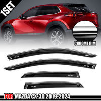 คิ้วกันสาด กันสาดประตู รุ่น มาสด้า MAZDA CX-30 CX30 ปี 2019 - 2023 สีดำ ขอบโครเมี่ยม พร้อมกาว 3M 4 ชิ้น