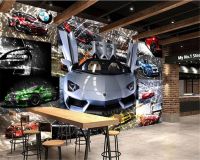 Self-Adhesive wallpaper walls Professional High-end 3D Stereo Car Sports Car Broken Glass Mural Background Wall papel DE parede