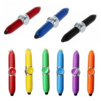 4 In 1Creative Decompression Pen Multifunction Fingertip Gyro Ballpoint Pen LED Flashlight Luminous Stylus Ipad Touch Screen Pen Pens