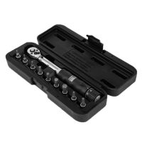 【Available】1/4  2-14Nm Drive Click Torque Wrench Hand Spanner + 9 Socket Bits + Box Set Bike Bicycle Tool