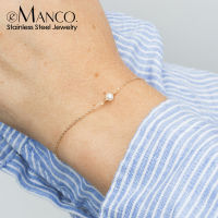 EManco Minimalist สร้อยข้อมือสแตนเลสสำหรับผู้หญิง Sea เทียมไข่มุกสร้อยข้อมือผู้หญิง Charm สร้อยข้อมือเครื่องประดับ