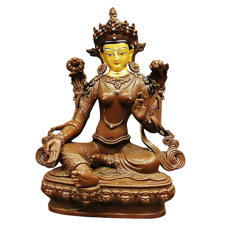 hot-sales-original-green-tara-bronze-พระพุทธรูปรูปปั้นทิเบตพระพุทธรูปรูปปั้นตกแต่งบ้านภายในเดสก์ท็อปตกแต่งพระพุทธรูปพระพุทธรูปทิเบตเนปาล