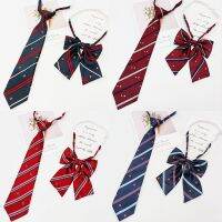 Student Lazy Striped Elastic Tie College Style Crown JK Striped Bow Tie Suit Ins Fashion Student Uniform Performance Tie Set