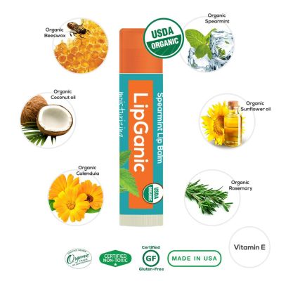 Lipganic Spearmint Organic Lip Balm ลิปแกนิค มินต์ ลิปบาล์มออร์แกนิค ผลิตจากธรรมชาติ (4.25g)