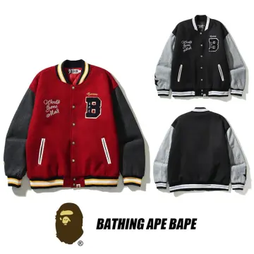 A BATHING APE x Undefeated Coat BAPE Long Sleeve Mlb baseball jacket Men  Women Black Stand collar High Quality Zipper