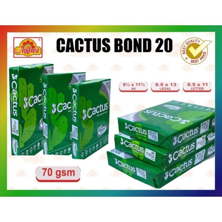 Cactus Bond Paper Sub20 Short A4 Long Andrea Lazada Ph 3903