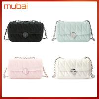 MUBAI หนังพียู กระเป๋าสะพายไหล่แบบสั้น โซ่ห่วงโซ่ กับกริด กระเป๋า Crossbody แฟชั่นที่ทันสมัย ไหล่เดียว กระเป๋าถือแบบถือ ผู้หญิงผู้หญิงผู้หญิง