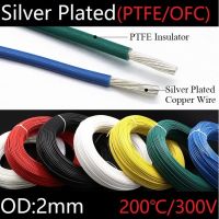 【】 xblftn ลวดชุบเงิน PTFE ฉนวนปลั๊ก OFC อุณหภูมิสูง2มม. เฮดโฟนดีไอวายสายสัญญาณเสียง