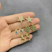 5PcsLot Tiny Zircon Best Price Lovely Animal Snake Bear Stud Earrings