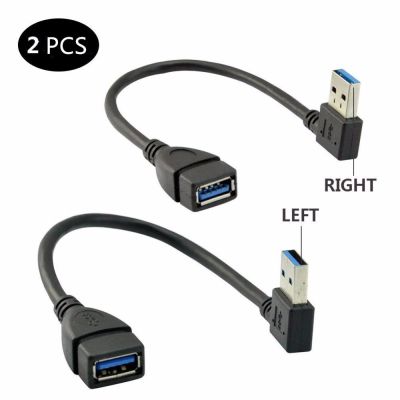 USB 3.0 Male to Female Extension Data Cable Left and Right Angle 2PCS (20CM8IN)
