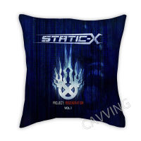 Static-X Rock 3D พิมพ์โพลีเอสเตอร์ปลอกหมอนตกแต่งโยนปลอกหมอนสแควร์ซิปปลอกหมอนของขวัญปลอกหมอน