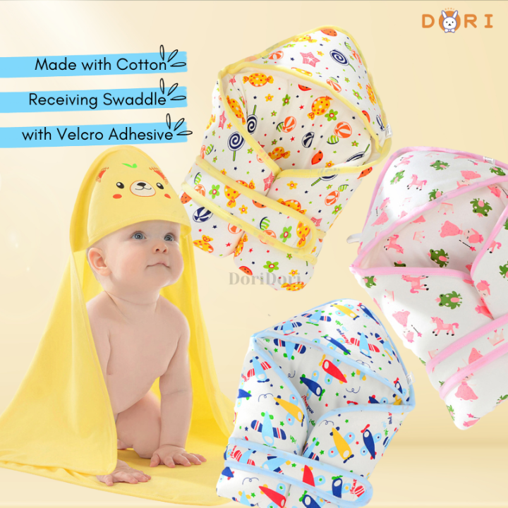DORI Baby Cotton Instant Hooded Swaddle Wrap Receiving Blanket Sleeping