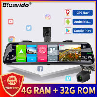 Bluavido 12 "รถกระจกมองหลังกล้อง4G LTE Android 8.1 GPS นำทาง2G RAM 32G ROM WiFi เครื่องบันทึกวิดีโอ Remote Monitor DVR