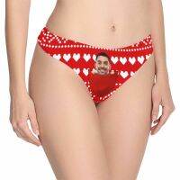 YesCustom Face Snowflake Pocket Womens Classic Thong Underwear V-String Panties Briefs Personalized Anniversary Birthday Gifts