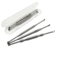 3Pcs/Set Stainless Steel Ear Pick Double-ended Earpick Ear Wax Curette Remover Ear Cleaner Spoon Spiral Ear Clean Tool with Box