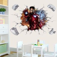 3D Cartoon Marvel Wall Sticker Hulk Avengers Spider Man Thor Iron Man TDoor Student for Childrens Kid Bedroom one piece