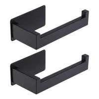 2X Toilet Paper Holder Matte Black, Toilet Tissue Roll Holders Dispenser and Hangers Wall Mounted for Bathroom &amp; Kitchen