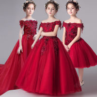 Romantic Flower Girl Wedding Bridesmaid Dress 2019 New Bead Decoration Long Lace Dress Flower Girl Party Dress