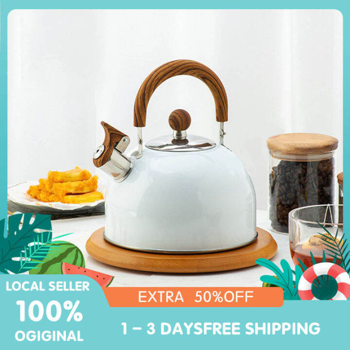 White Folding Handle Whistle Kettle European Kitchen Whistle Kettle