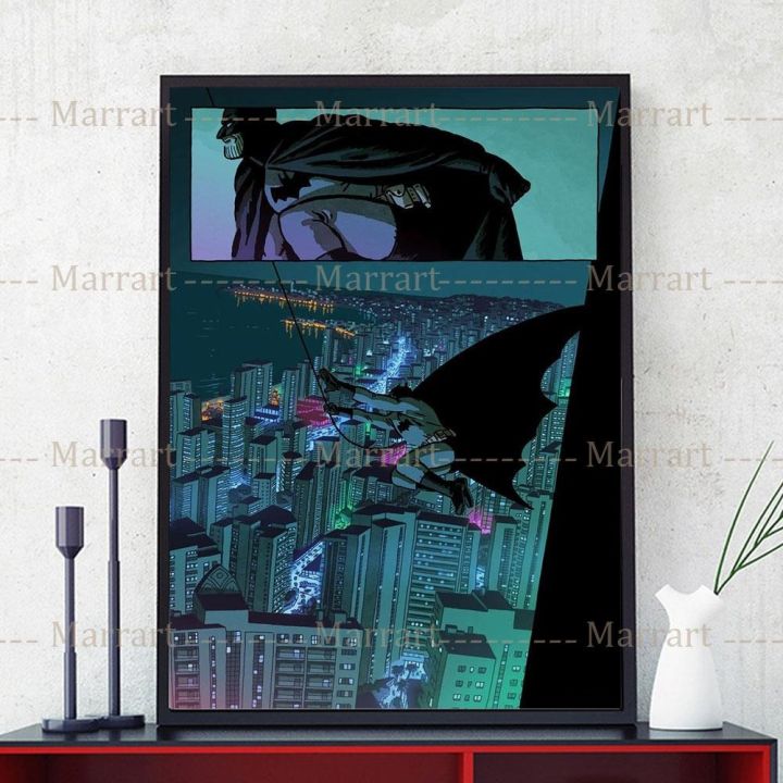 bat-hero-bruce-wayne-wall-art-ภาพวาดผ้าใบตกแต่งโปสเตอร์-gotham-hero-การ์ตูนศิลปะโปสเตอร์และภาพพิมพ์สำหรับ-home-room-decor